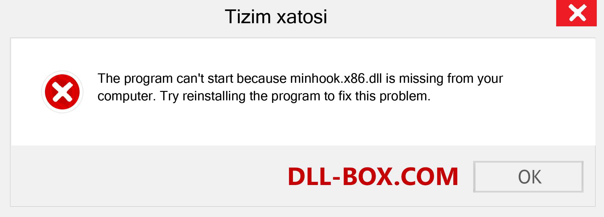 minhook.x86.dll fayli yo'qolganmi?. Windows 7, 8, 10 uchun yuklab olish - Windowsda minhook.x86 dll etishmayotgan xatoni tuzating, rasmlar, rasmlar